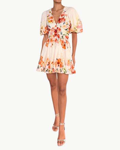 SHORT DRESS IN IVORY FLORAL