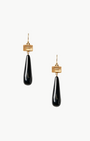 MESSINA EARRINGS IN BLACK AGATE - Romi Boutique