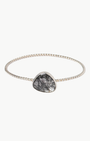 SILVER BEZEL BANGLE IN BLACK RUTILATED QUARTZ - Romi Boutique