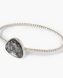 SILVER BEZEL BANGLE IN BLACK RUTILATED QUARTZ - Romi Boutique