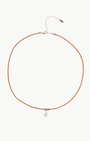 MOISSANITE SLICE CHOKER IN CAMEL LEATHER - Romi Boutique