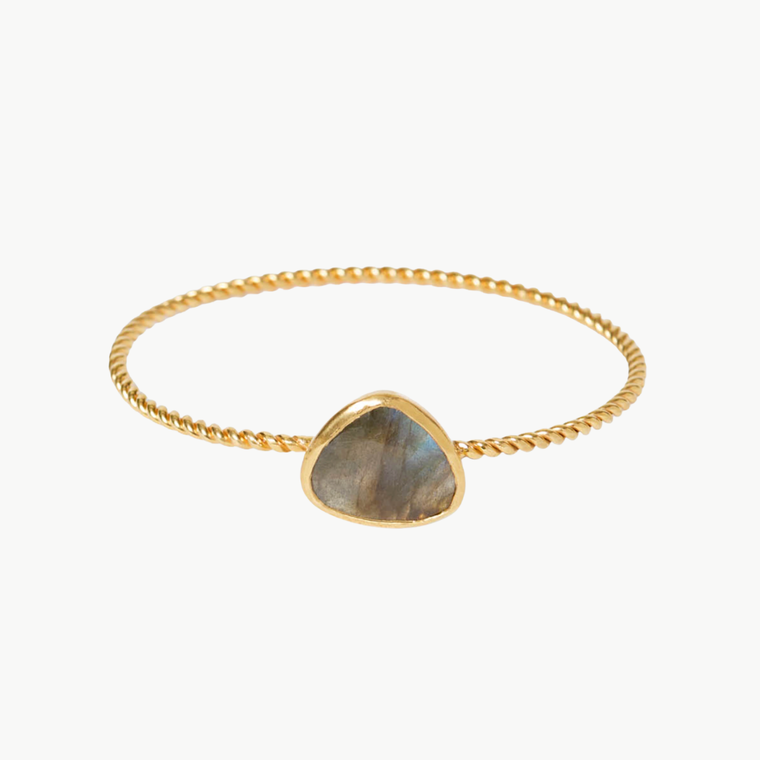GOLD BEZEL BANGLE IN LABRADORITE - Romi Boutique