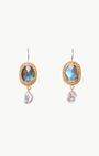 OVAL DANGLE EARRINGS IN LABRADORITE - Romi Boutique