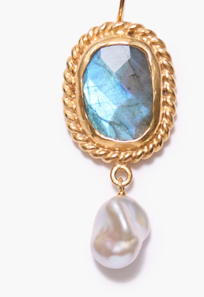 OVAL DANGLE EARRINGS IN LABRADORITE - Romi Boutique