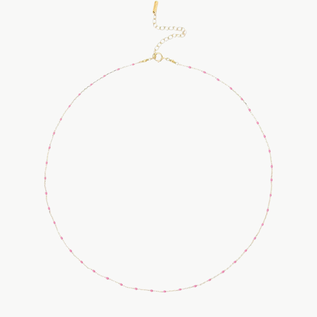 Chan Luu ENAMEL BEAD NECKLACE IN PINK ROSE at Romi Boutique