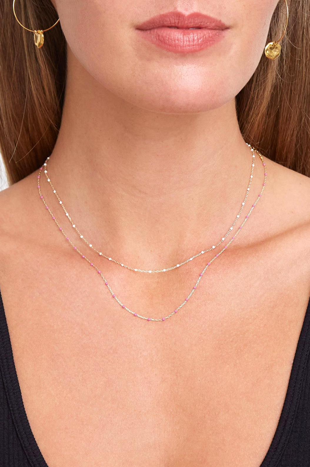 Chan Luu ENAMEL BEAD NECKLACE IN PINK ROSE at Romi Boutique