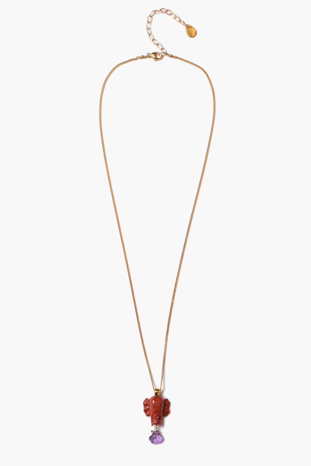 ELEPHANT NECKLACE IN RED JASPER - Romi Boutique