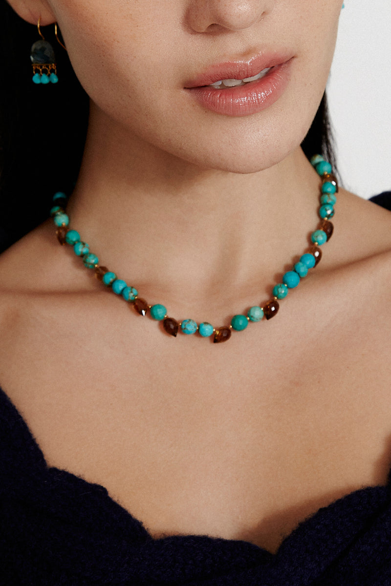 WILLA NECKLACE IN TURQUOISE MIX by Chan Luu - Romi Boutique
