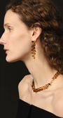 LEAF DROP EARRINGS IN WHISKEY QUARTZ - Romi Boutique