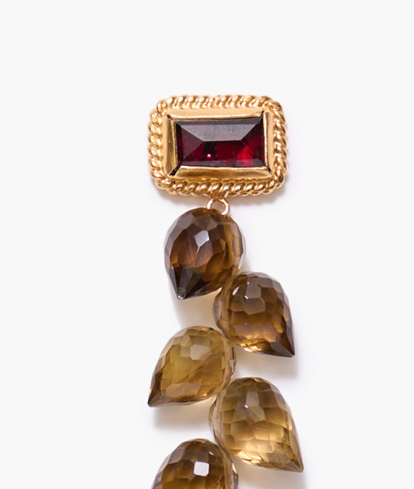 LEAF DROP EARRINGS IN WHISKEY QUARTZ - Romi Boutique