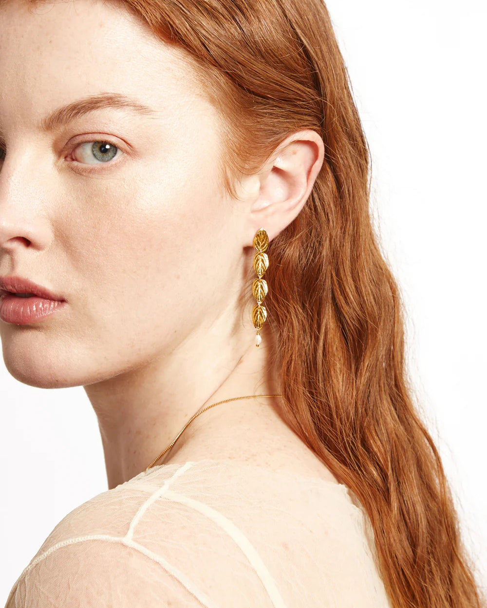 FALLING LEAF TIERED EARRINGS IN WHITE PEARL by Chan Luu - Romi Boutique
