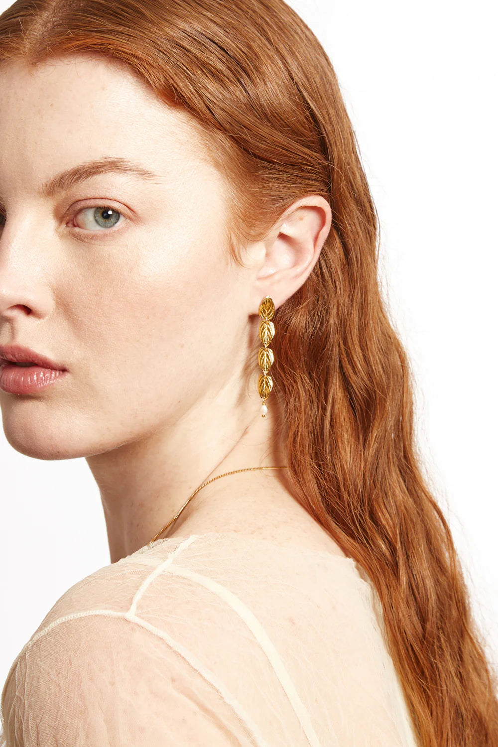 FALLING LEAF TIERED EARRINGS IN WHITE PEARL by Chan Luu - Romi Boutique