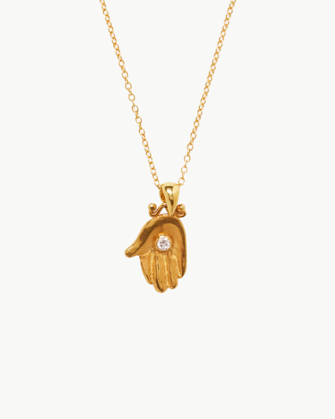 DIAMOND GIVING HAND NECKLACE IN YELLOW GOLD by Chan Luu - Romi Boutique