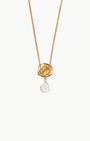 FLAT PEBBLE W/ SLICE NECKLACE IN YELLOW GOLD - Romi Boutique