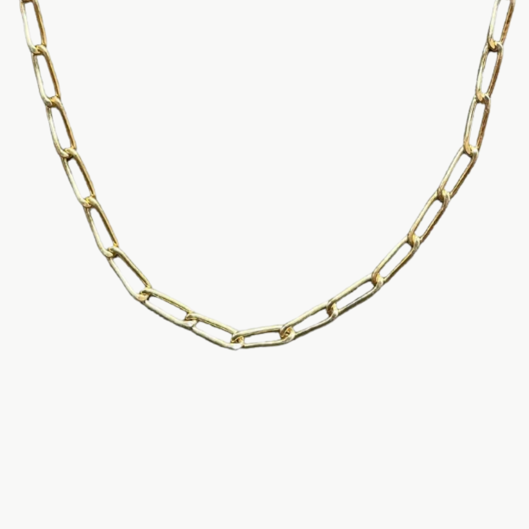 PAPERCLIP CHAIN NECKLACE IN YELLOW GOLD by Chan Luu - Romi Boutique