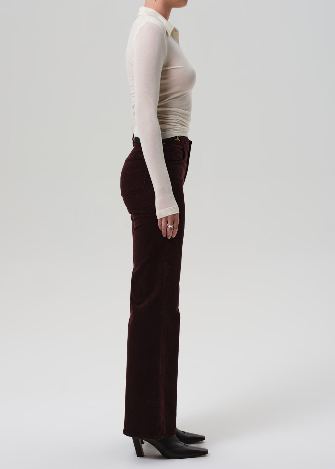 KIMBERLY FLARE W/ HORSEBIT CORDUROY IN MAHOGANY - Romi Boutique