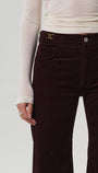 KIMBERLY FLARE W/ HORSEBIT CORDUROY IN MAHOGANY - Romi Boutique