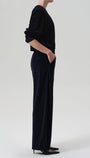BRYNN DRAWSTRING VELOUR PANT IN NOTTE - Romi Boutique