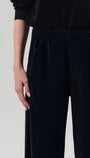 BRYNN DRAWSTRING VELOUR PANT IN NOTTE - Romi Boutique