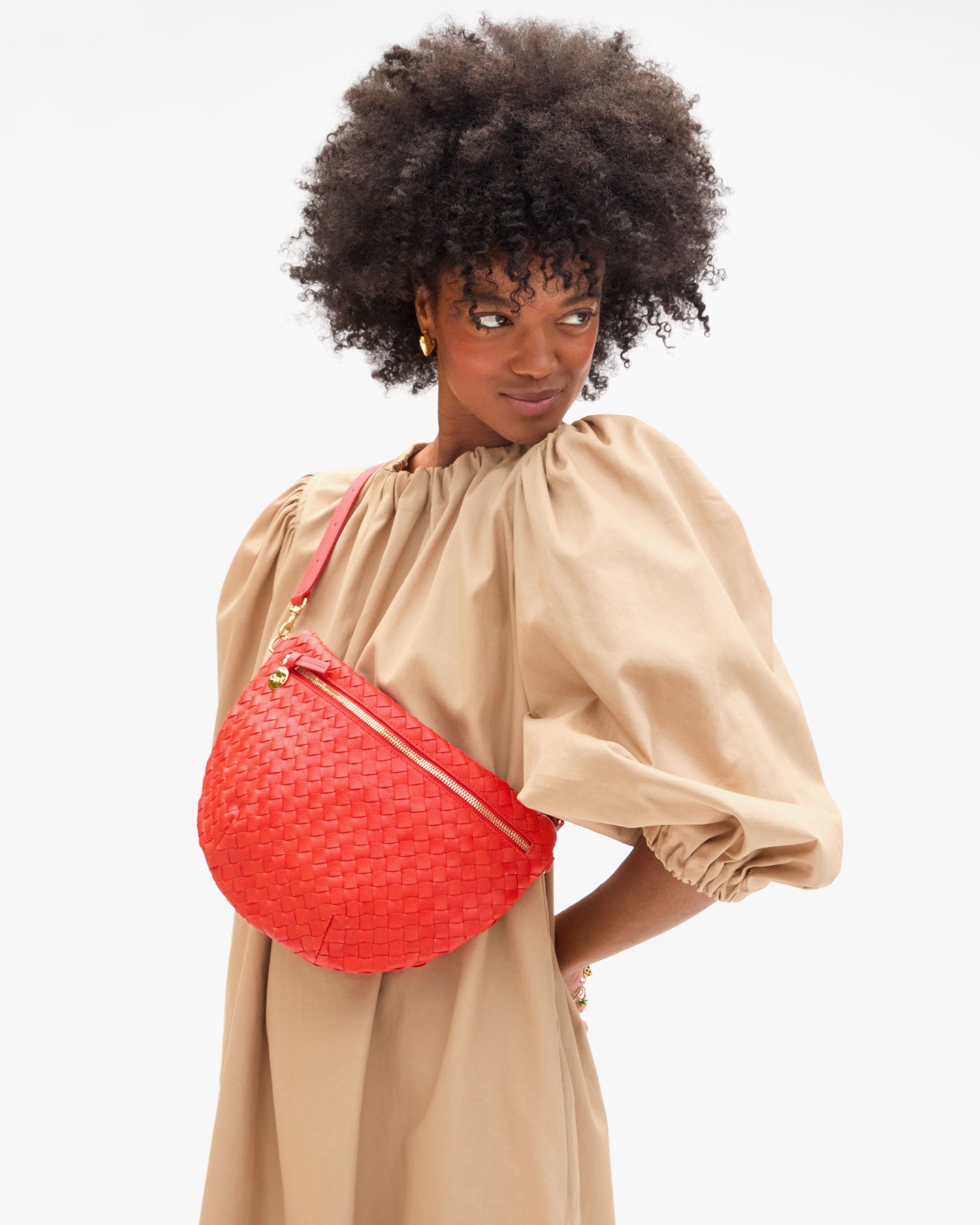 GRANDE FANNY DIAGONAL WOVEN IN BRIGHT POPPY - Romi Boutique