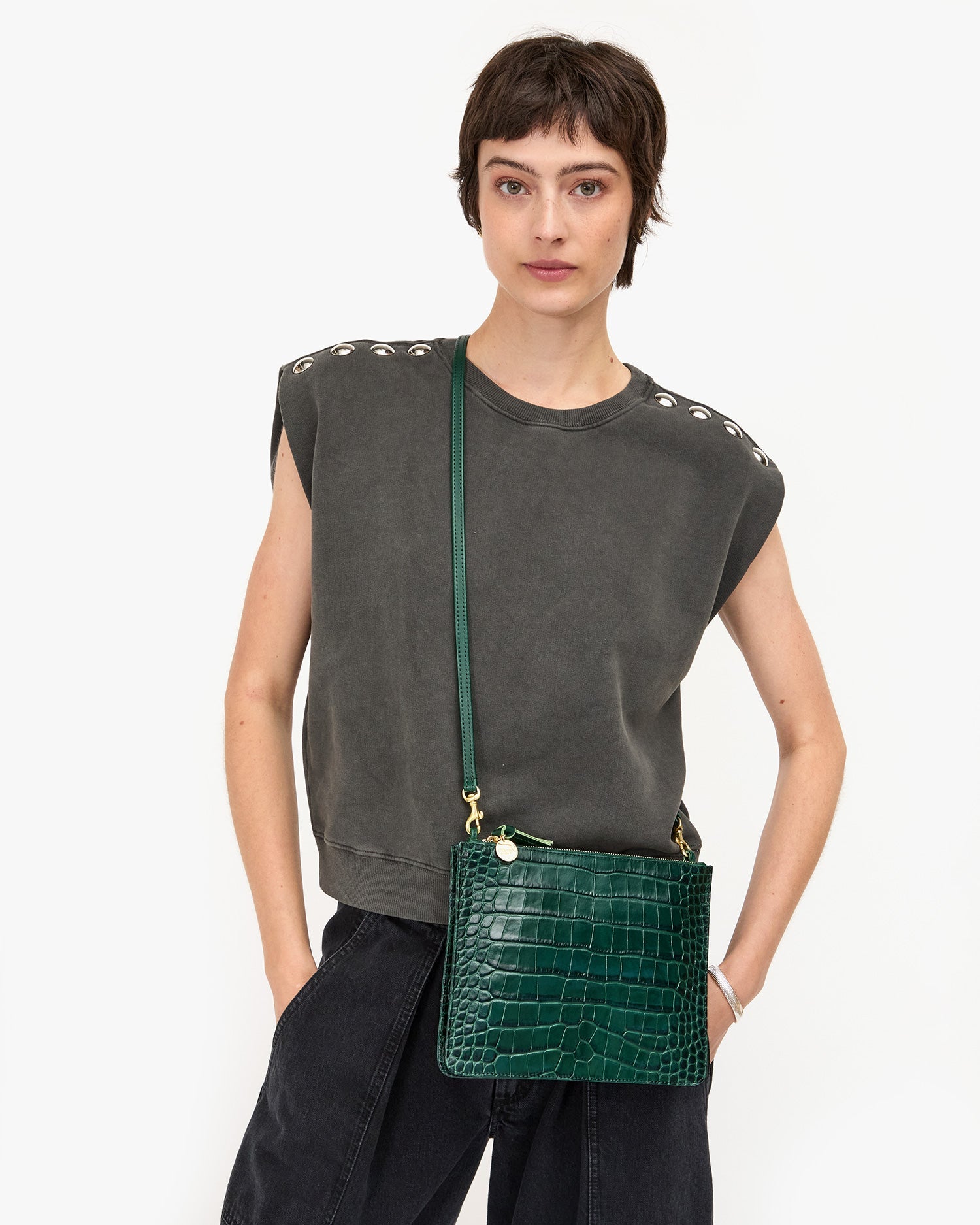 MARGOT DOUBLE SAC BRETELLE IN DEEP PINE - Romi Boutique