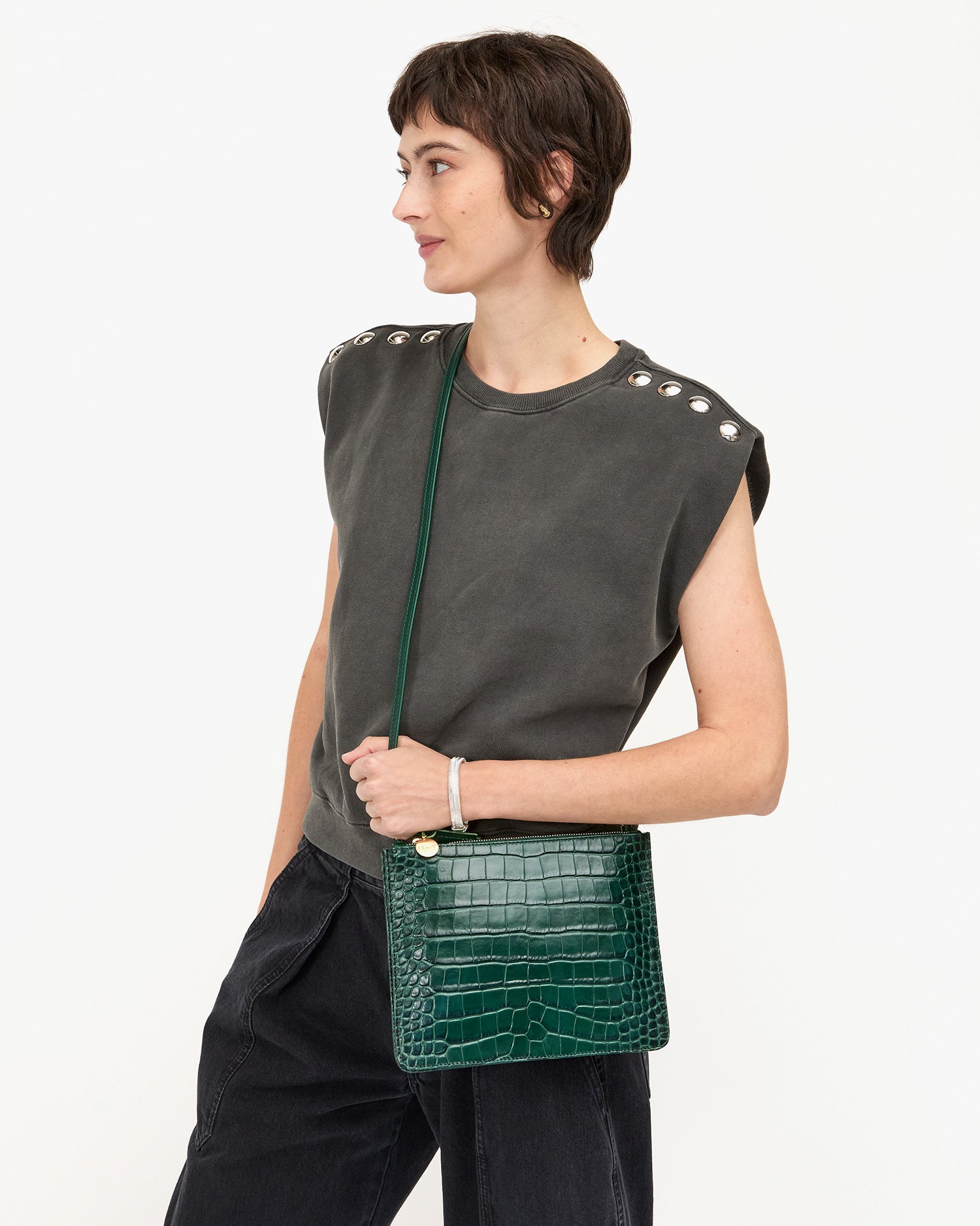 MARGOT DOUBLE SAC BRETELLE IN DEEP PINE - Romi Boutique