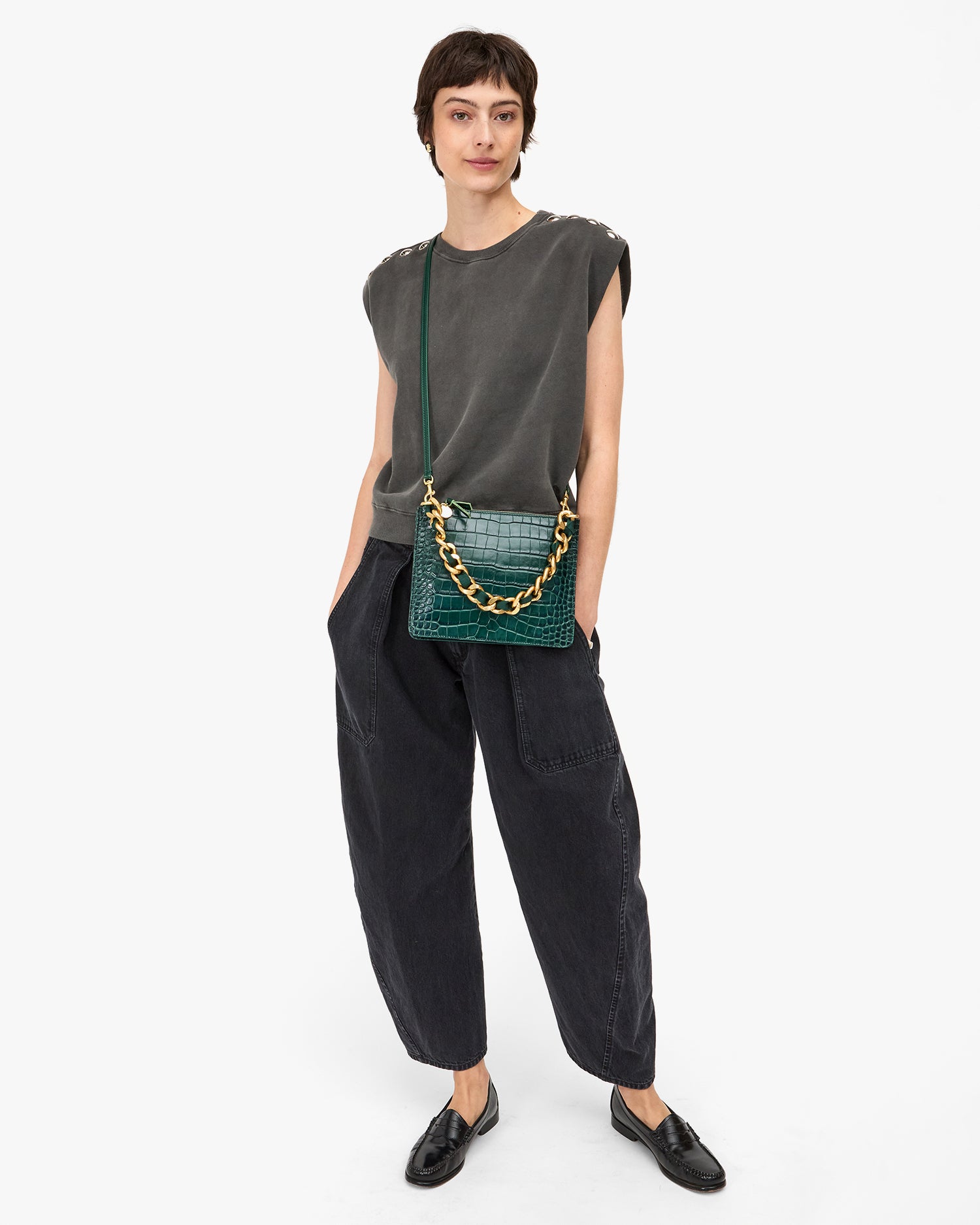 MARGOT DOUBLE SAC BRETELLE IN DEEP PINE - Romi Boutique