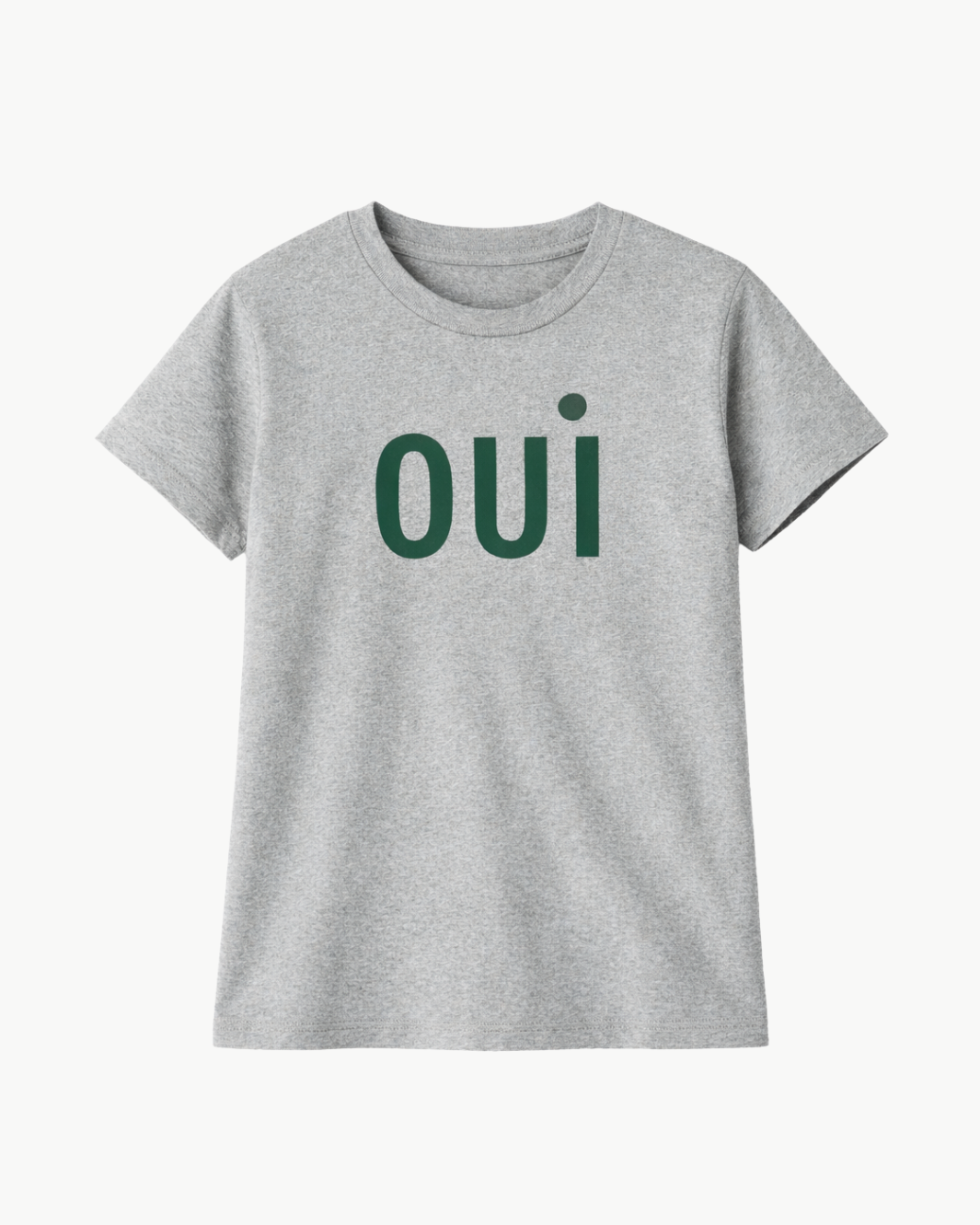 OUI CLASSIC TEE IN GREY MELANGE WITH EVERGREEN - Romi Boutique