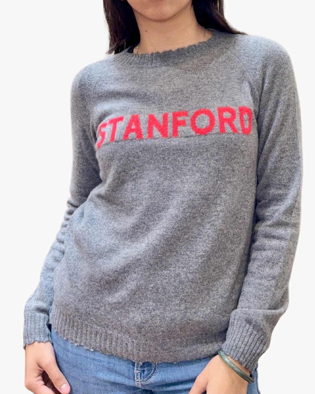 CUSTOM FRAYED CREW "STANFORD" IN KENSINGTON/LA SCALA - Romi Boutique