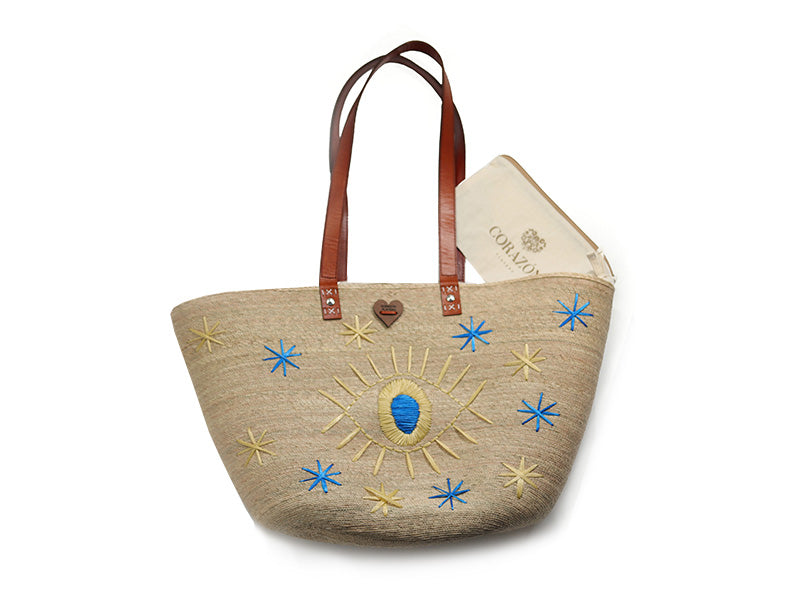 EVIL EYE TOTE IN BLUE - Romi Boutique