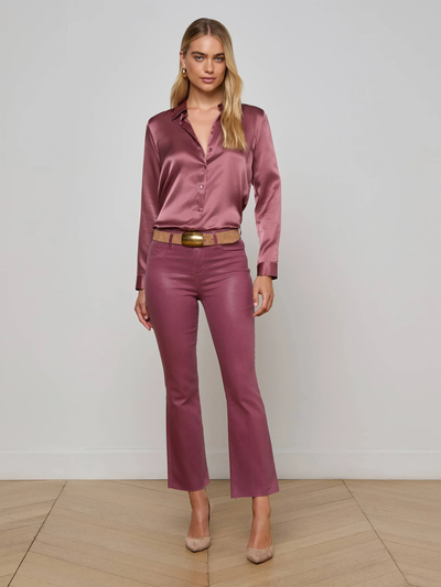 KENDRA CROPPED FLARE IN DEEP MAUVE COATED