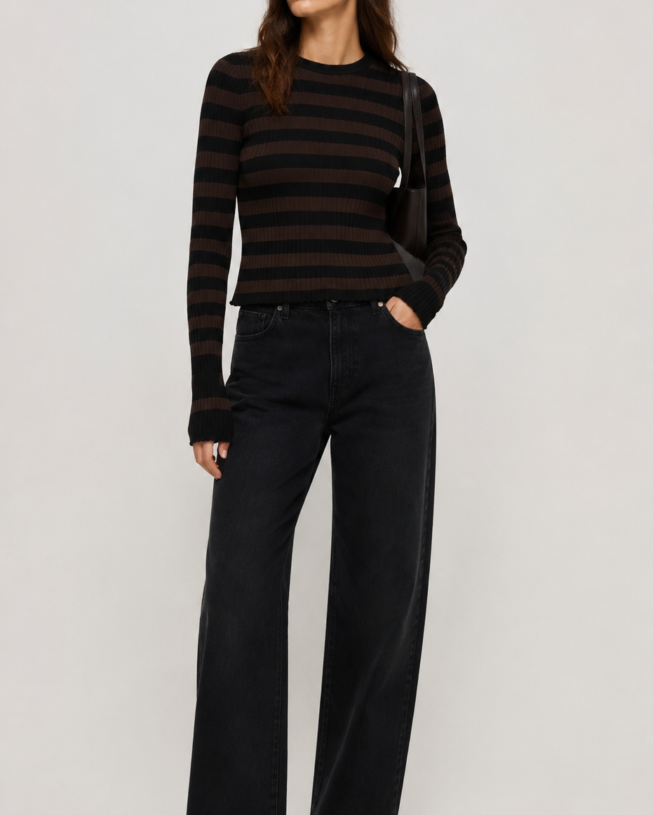 Cotton Ribbed Longsleeve Top
