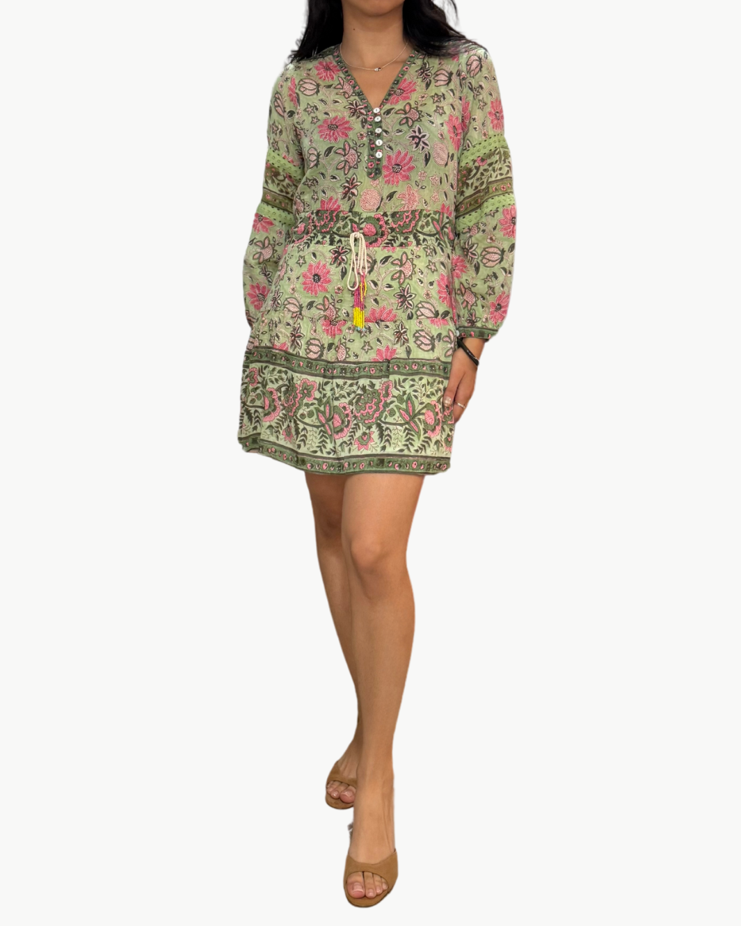 PATTON MINI DRESS IN MINT AND PINK FLORAL