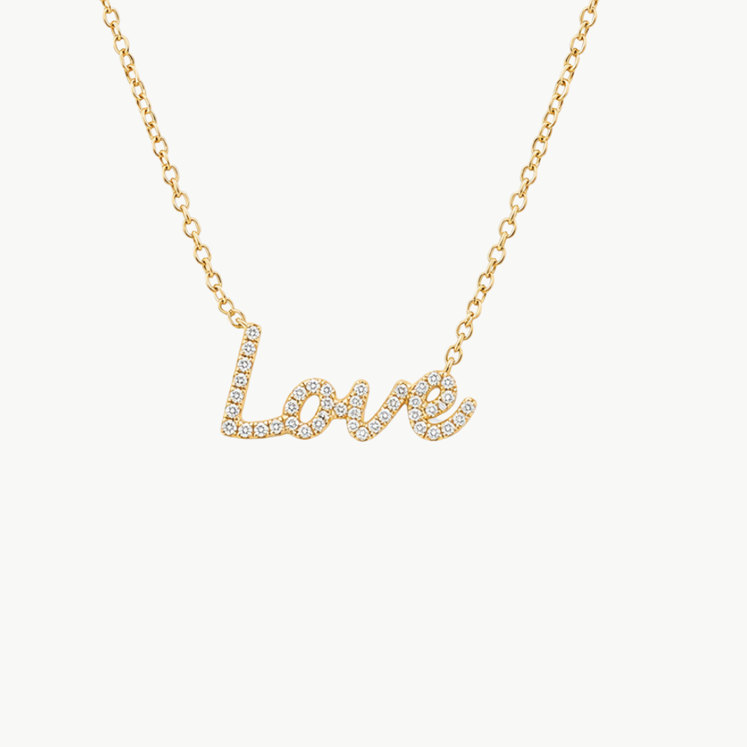 Diamond Script Love Necklace