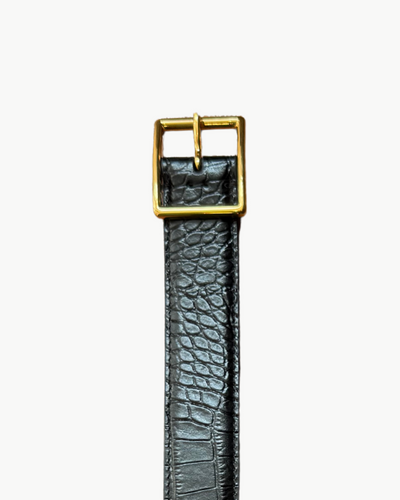 GABRIELE BELT IN BLACK CROC W/ ANTIQUE GOLD BUCKLE - Romi Boutique