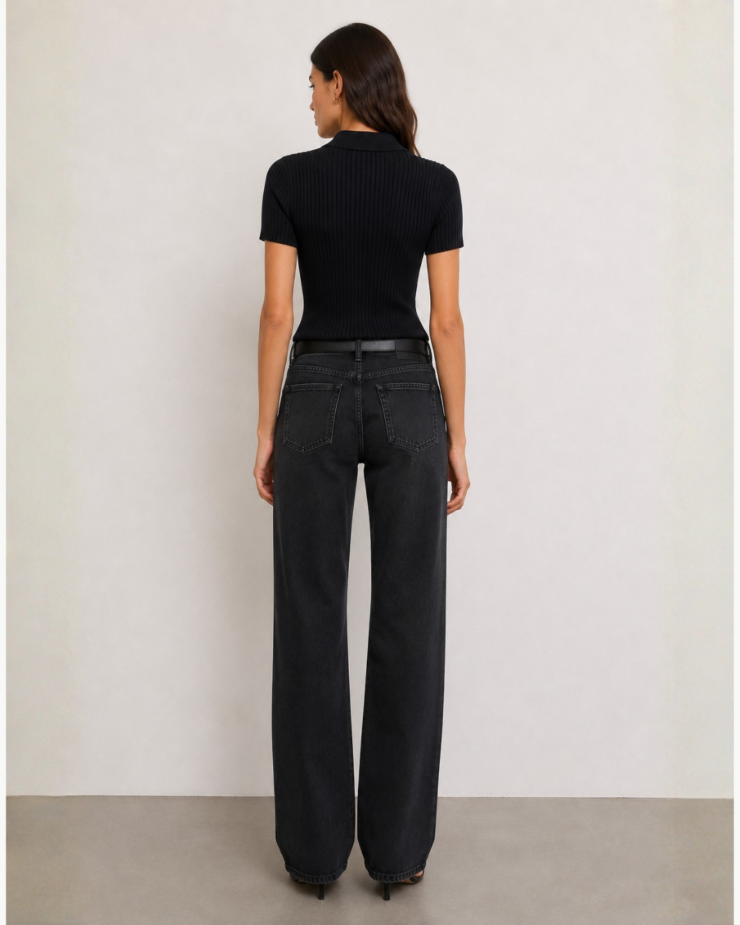 Cotton Ribbed Polo Top