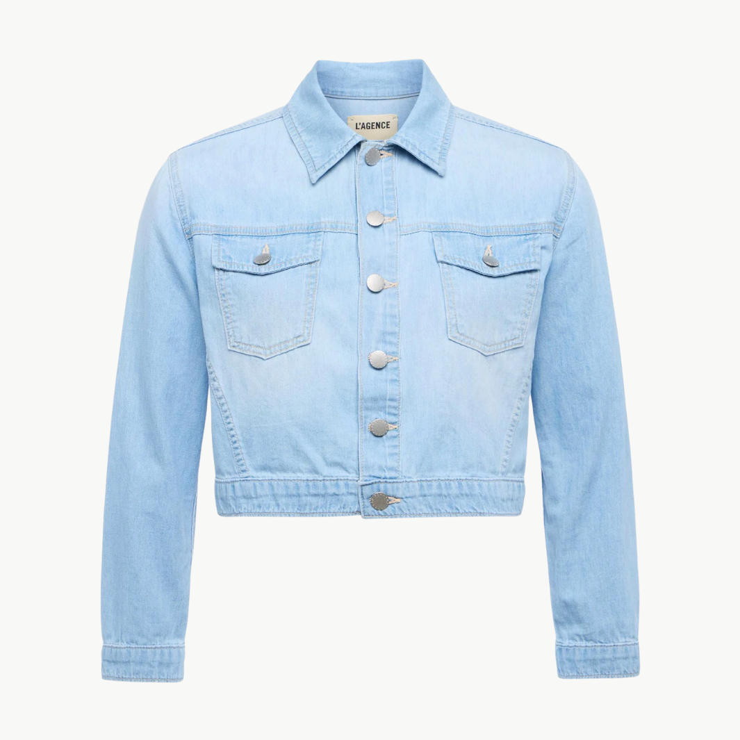 L'Agence KODA CROPPED CHAMBRAY JACKET at Romi Boutique