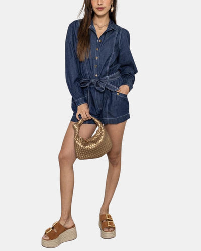 QUINCY ROMPER IN CHAMBRAY - Romi Boutique
