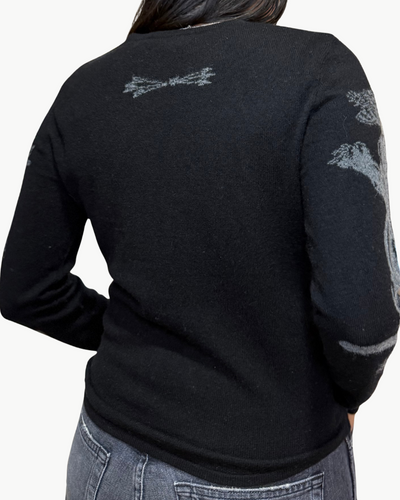 STEVIE CASHMERE CREW IN BLACK TATTOO