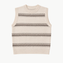 Striped Jacquard Sleeveless Crew Sweater