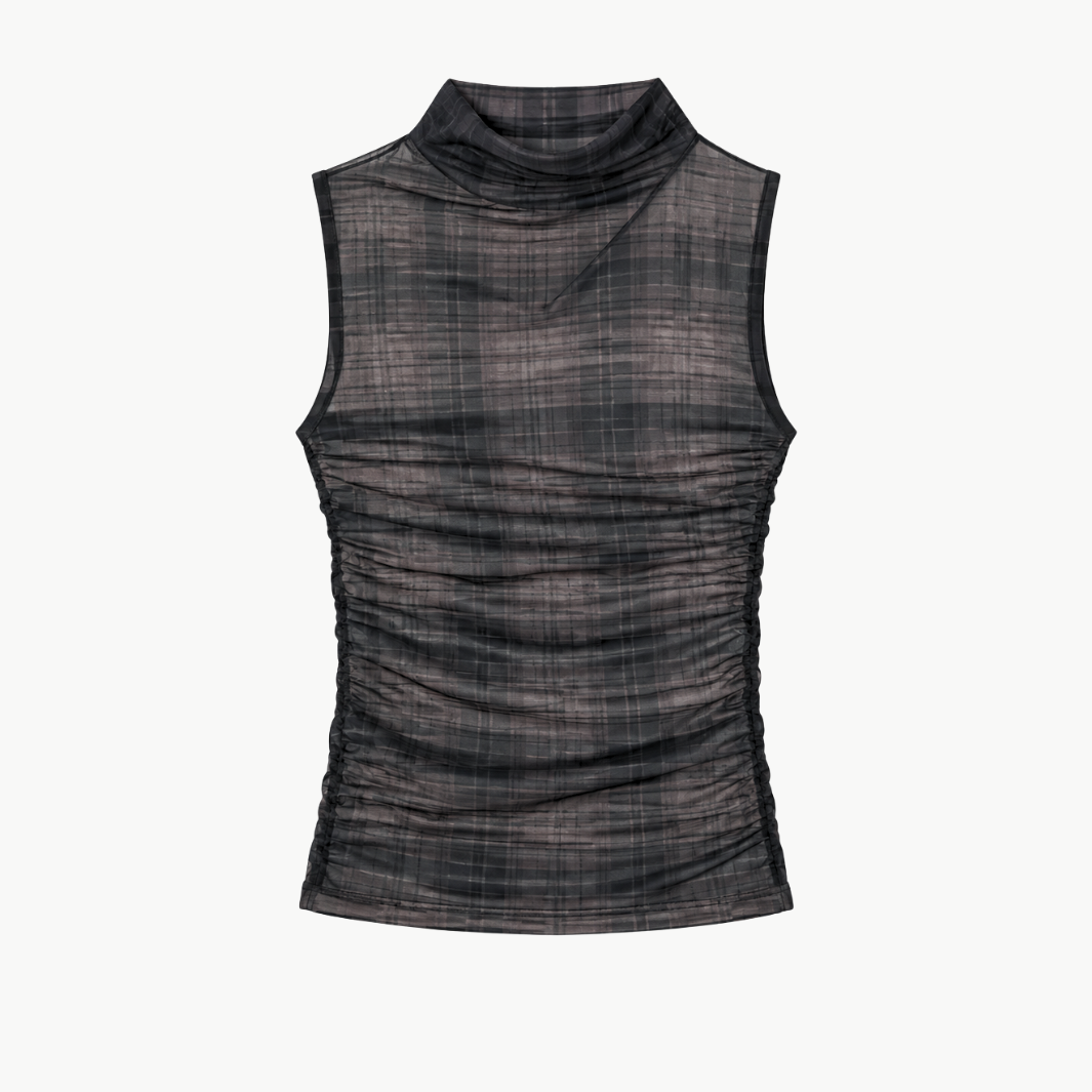 Mesh Sleeveless Twist Top