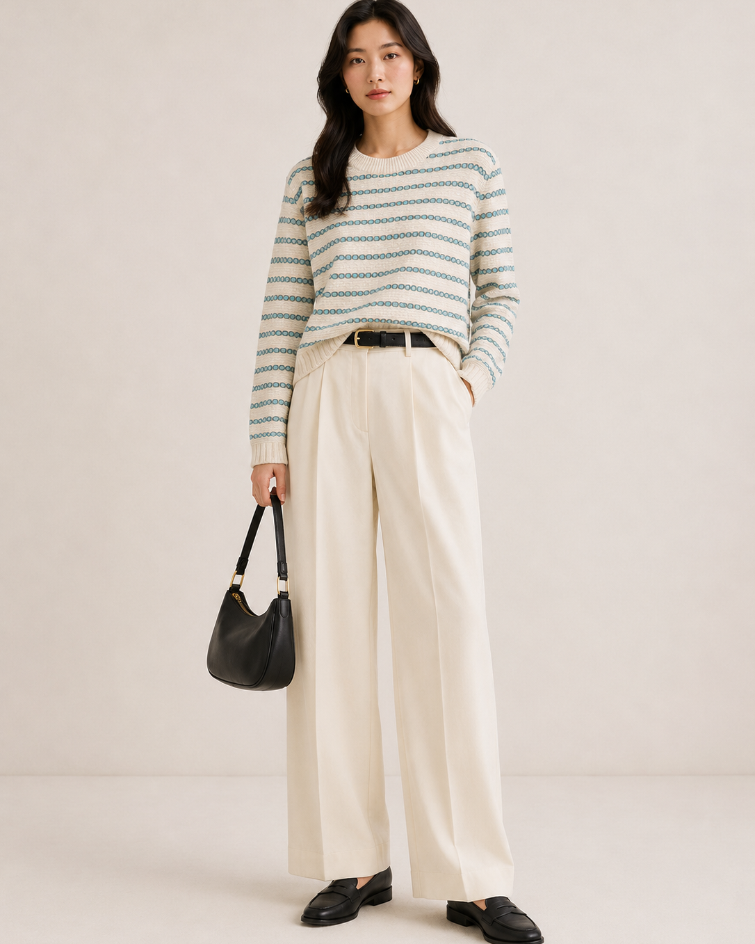 Pebble Stripe Shrunken Crew