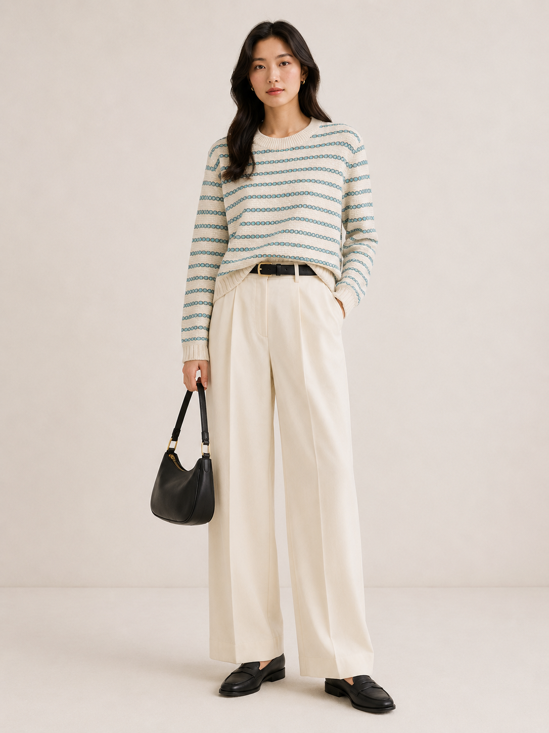 Pebble Stripe Shrunken Crew