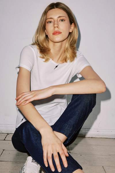 BOLT EMBROIDERED T-SHIRT IN WHITE