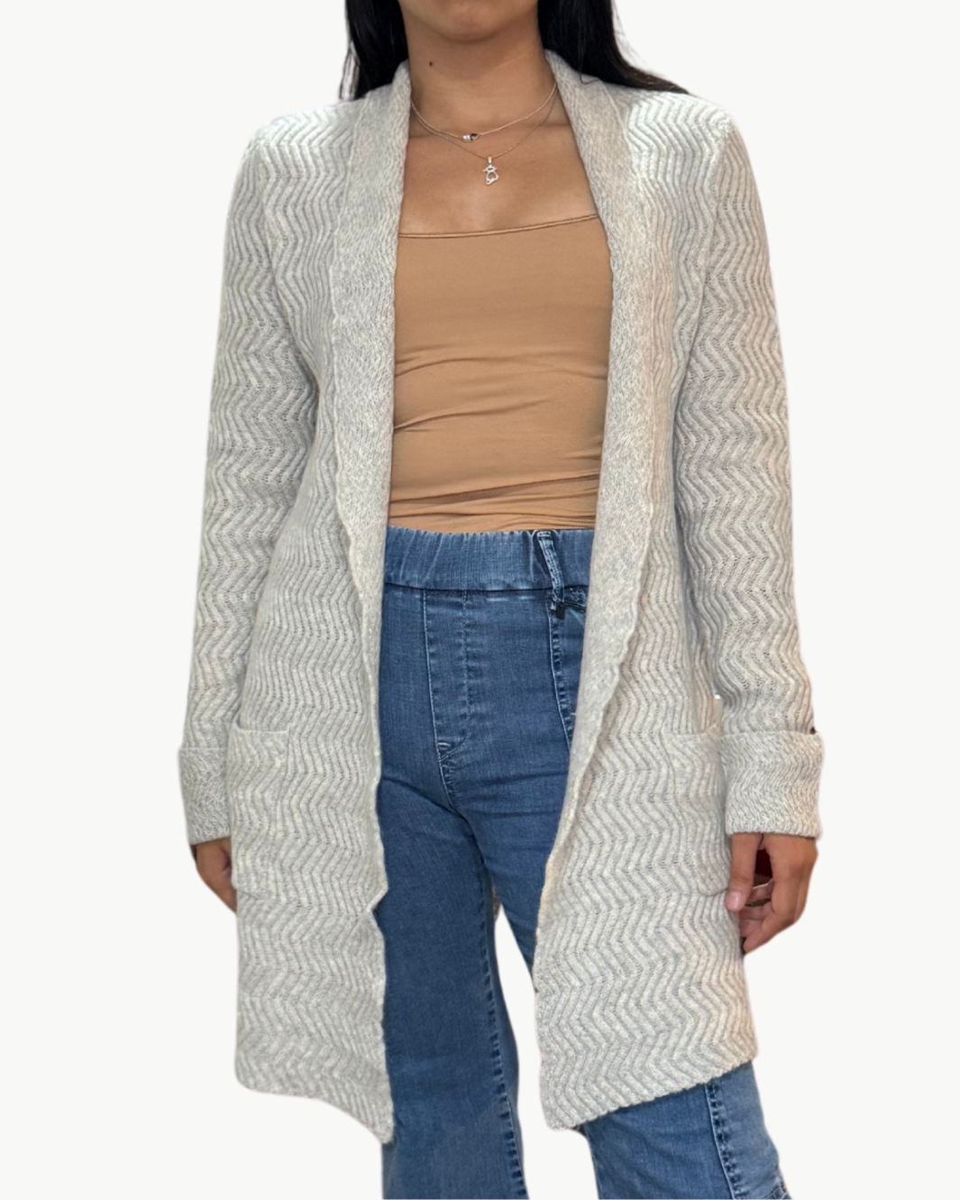 Oats Cashmere DAIS CARDIGAN IN NIMBUS at Romi Boutique