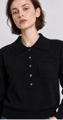Minnie Rose Cashmere Henley Polo with Pocket at Romi Boutique