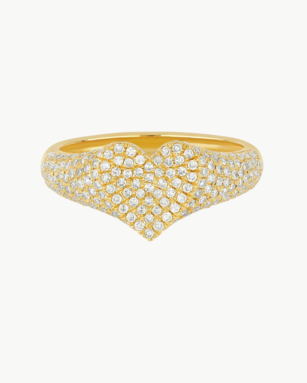 DIAMOND HEART SIGNET RING IN GOLD