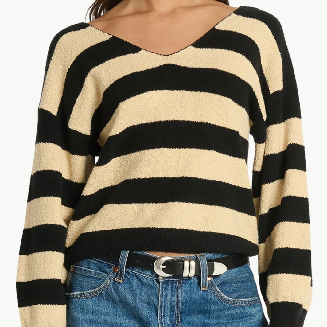 Carmine Pullover In Butterscotch Stripe