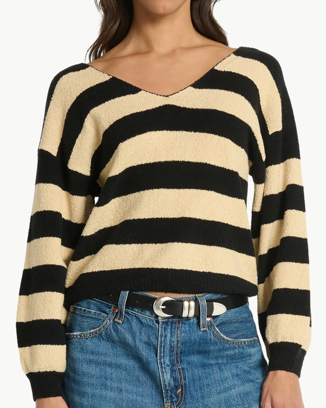 Carmine Pullover In Butterscotch Stripe