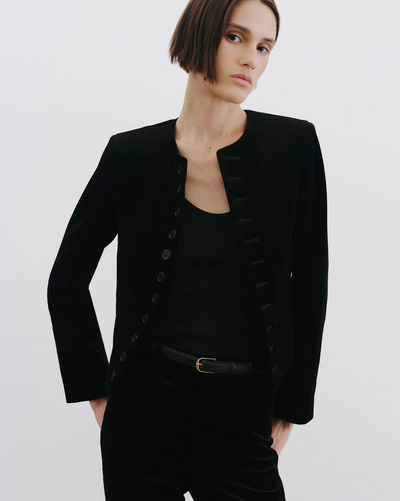 PATTI VELVET SHORT JACKET IN BLACK - Romi Boutique